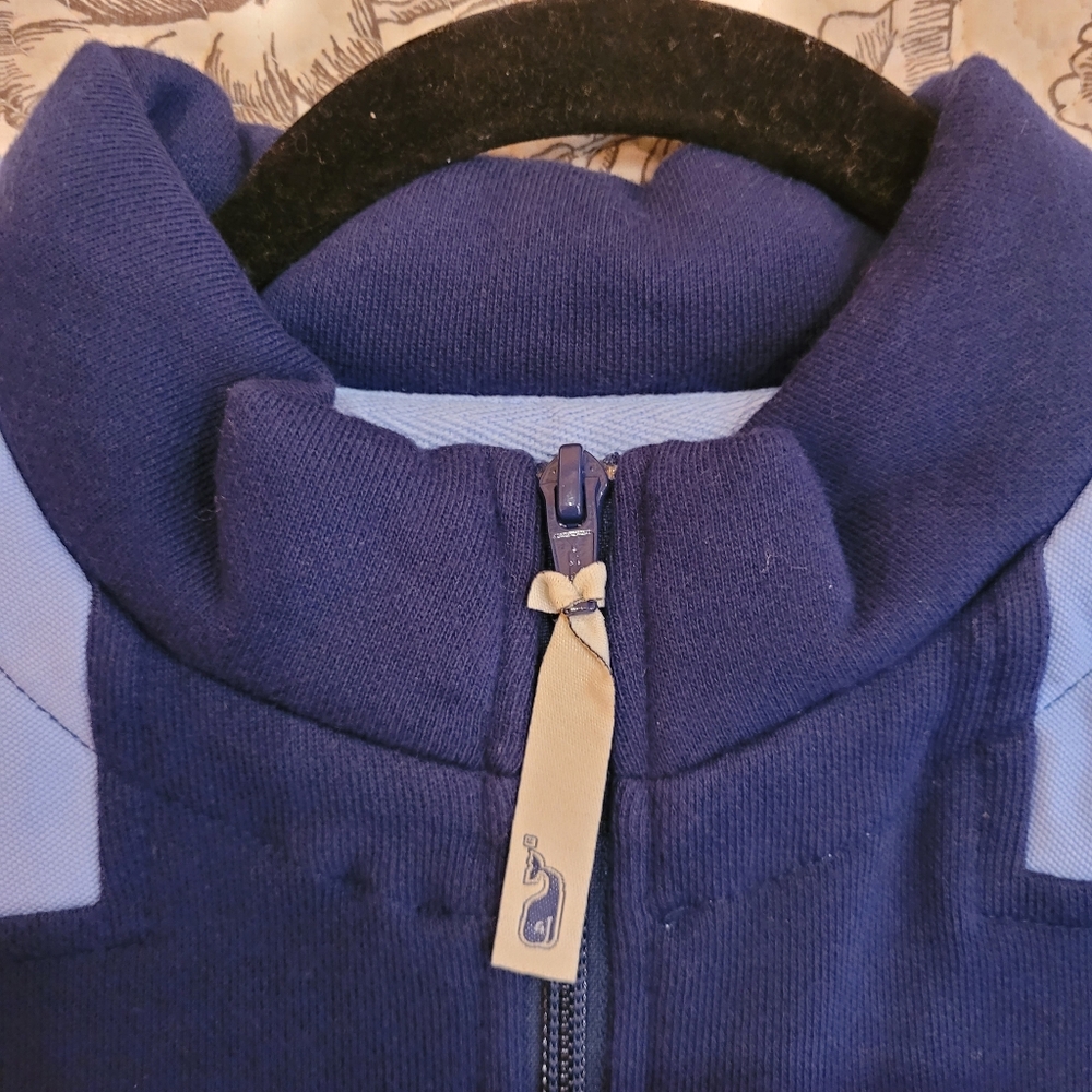 Vineyard Vines Men's 1/4 Zip-Up Sweater in Navy and Light Blue Sz Small - Picture 14 of 14